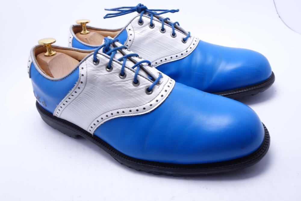 FootJoy Icon Golf Shoes Mens Size 10 Wide Blue White Leather Spikeless Saddle
